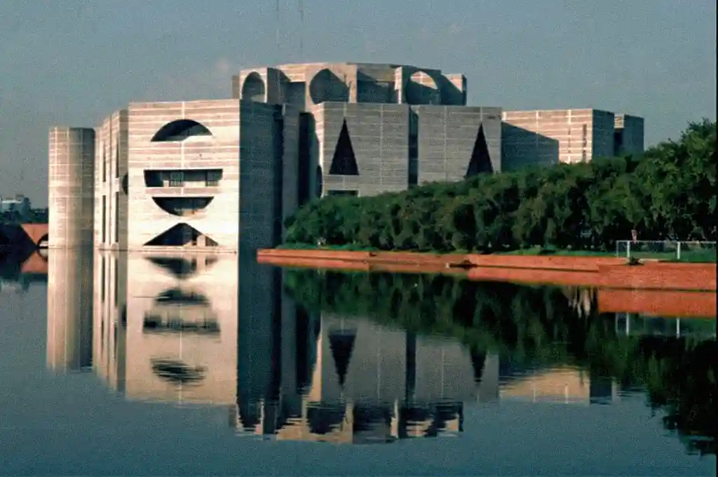 The National Parliament Building of Bangladesh.